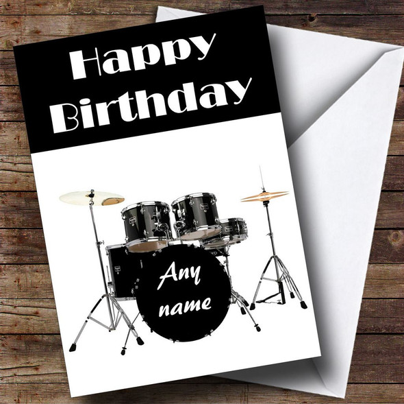 Drum Kit Drummer Customised Birthday Card