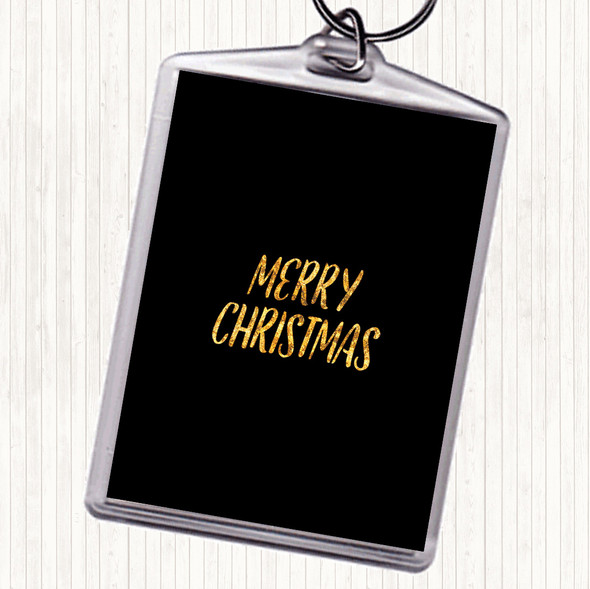 Black Gold Merry Christmas Quote Keyring