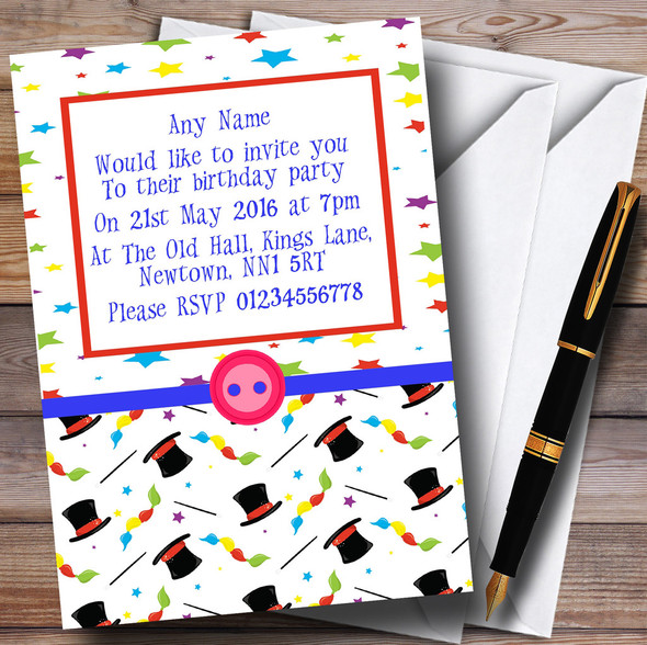 Colourful Magic Show Stars Customised Children's Birthday Party Invitations