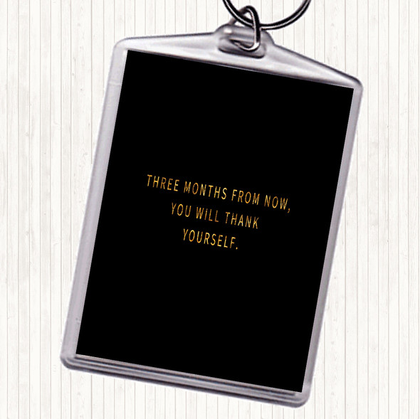 Black Gold Thank Yourself Quote Keyring