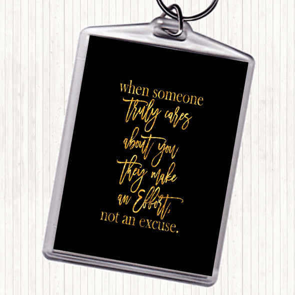 Black Gold Truly Cares Quote Keyring