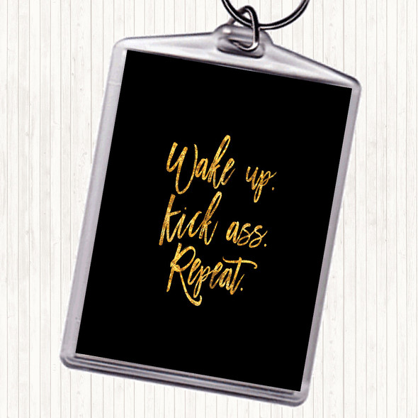 Black Gold Wake Up Quote Keyring