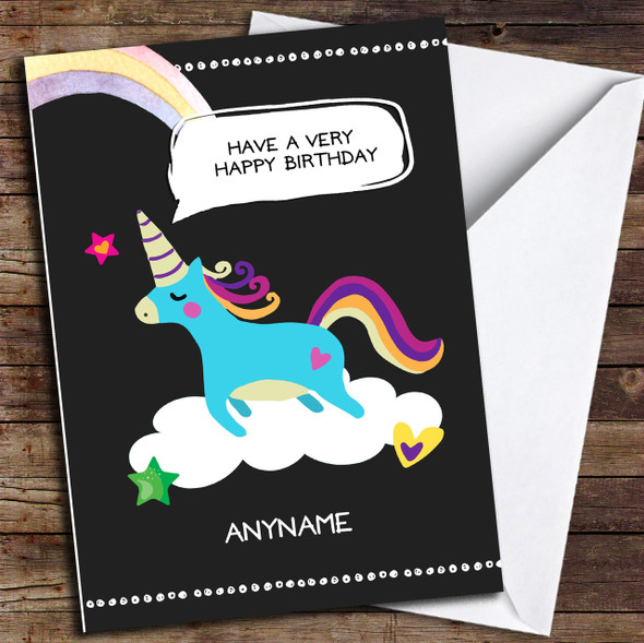 Black Unicorn Customised Birthday Card