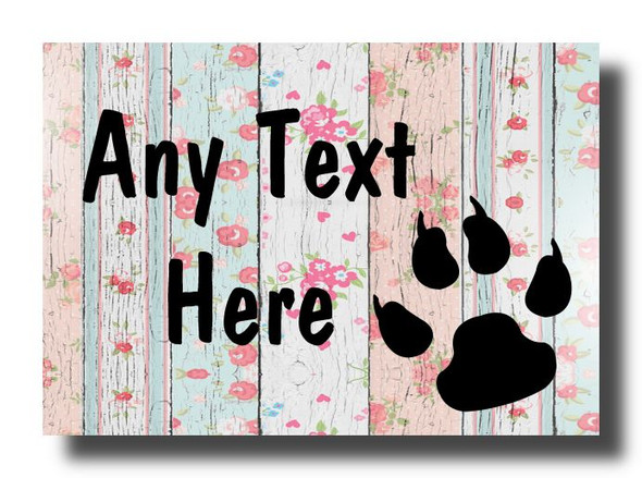 Paw print Shabby Wood Magnet