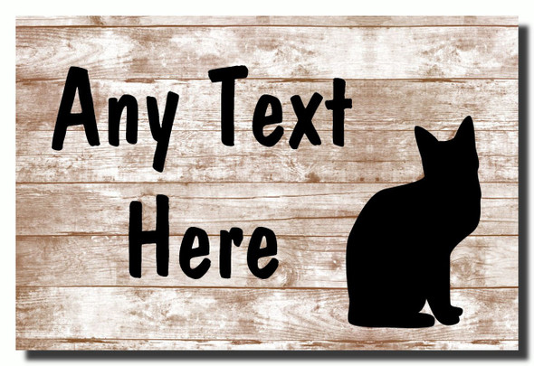 Cat Shabby Wooden Effect Magnet