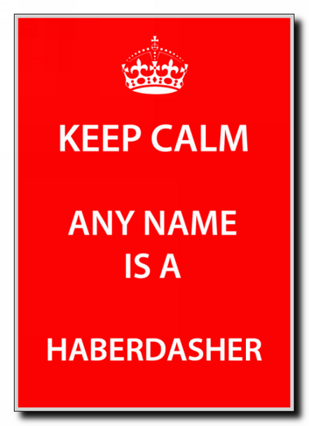 Haberdasher Keep Calm Jumbo Magnet