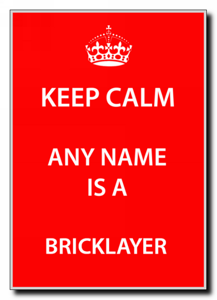 Bricklayer Keep Calm Jumbo Magnet