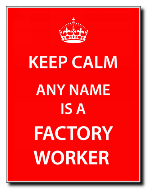 Factory Worker Keep Calm Jumbo Magnet