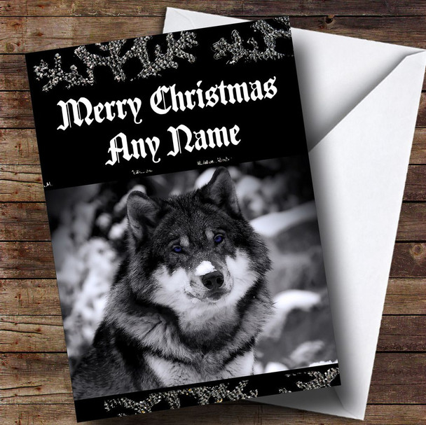 Beautiful Wolf Customised Christmas Card