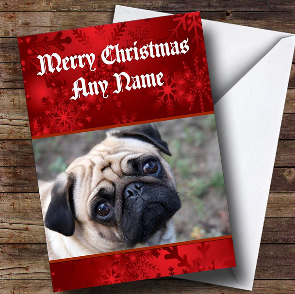 Cute Pug Customised Christmas Card