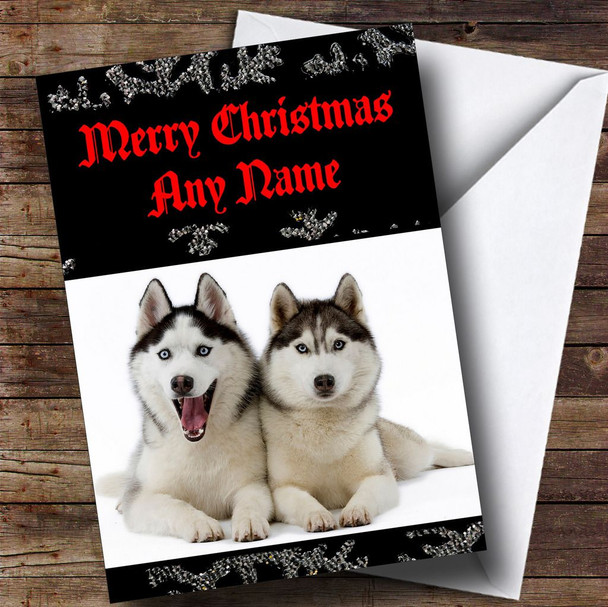Husky Dog Customised Christmas Card