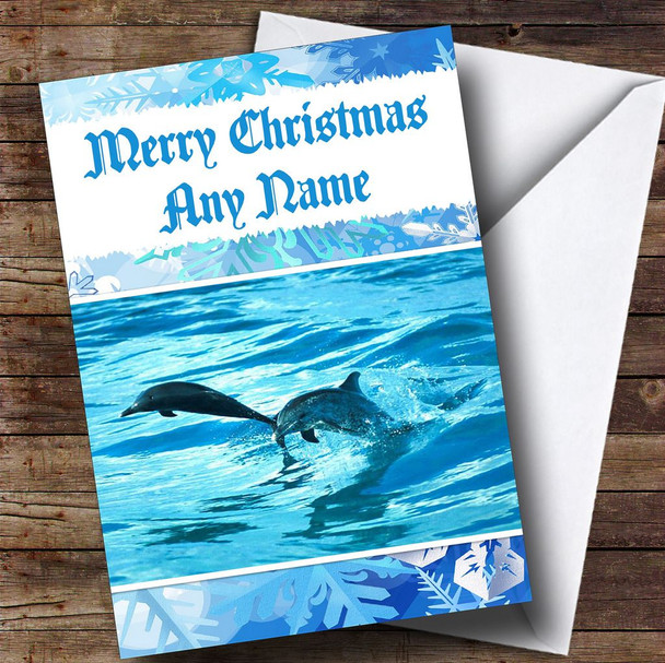 Dolphins Swimming Customised Christmas Card