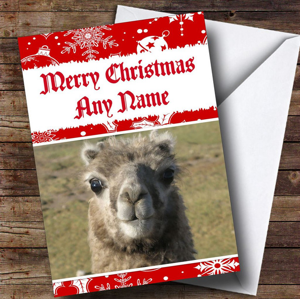 Cute Lama Customised Christmas Card
