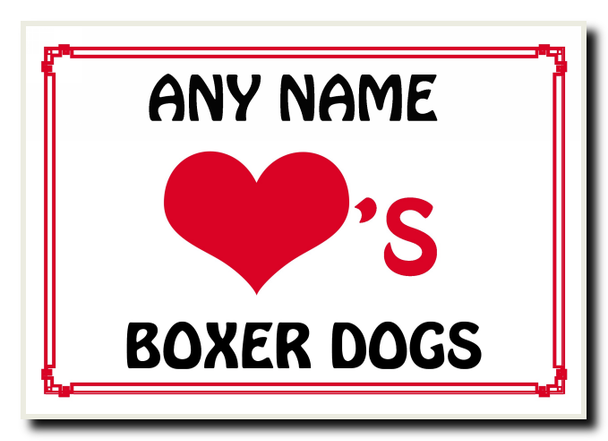 Love Heart Boxer Dogs Jumbo Magnet