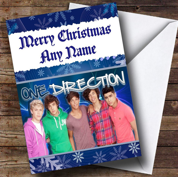 Blue One Direction Customised Christmas Card