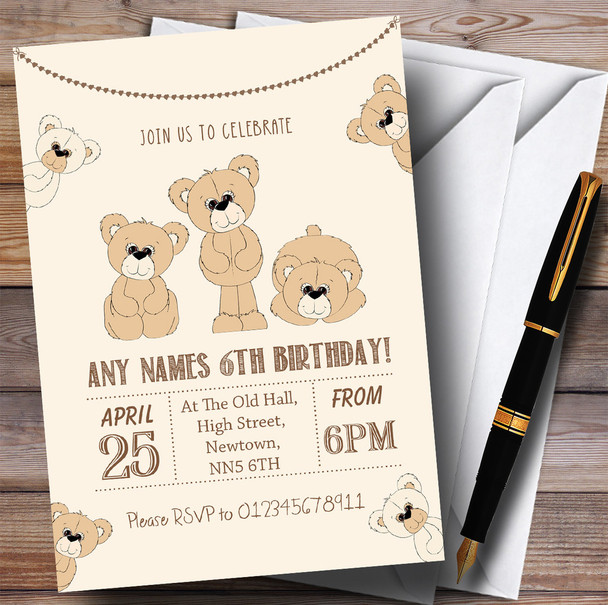 Cute Teddy Bears Children's Birthday Party Invitations