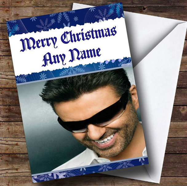 Blue George Michael Customised Christmas Card