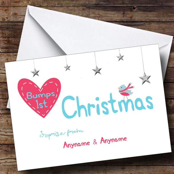 Bumps First Xmas Surprise Customised Christmas Card