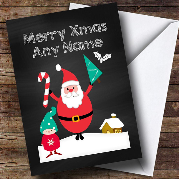 Chalk Style Santa Customised Christmas Card