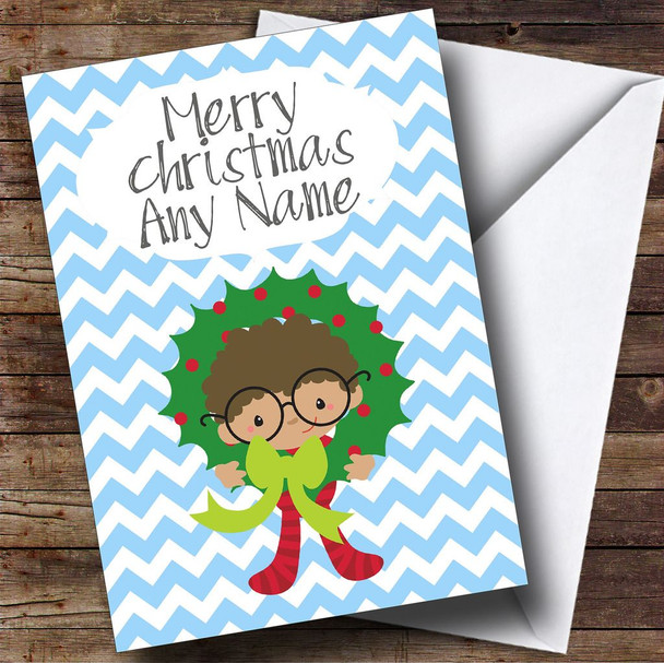 Boy With Glasses Children's Customised Christmas Card