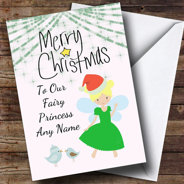 Blonde Fairy Princess Children's Customised Christmas Card
