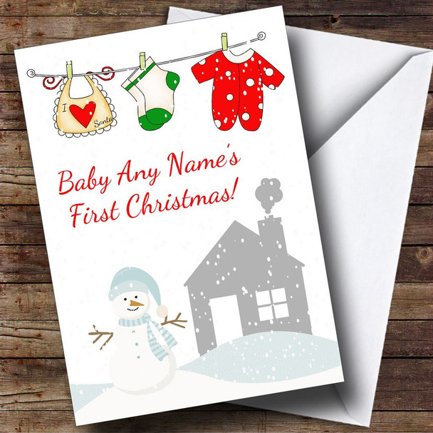 Snowman Xmas Washing Children's Customised Christmas Card