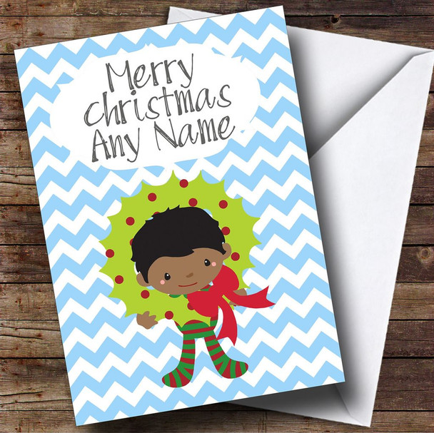 Dark Skinned Boy Children's Customised Christmas Card