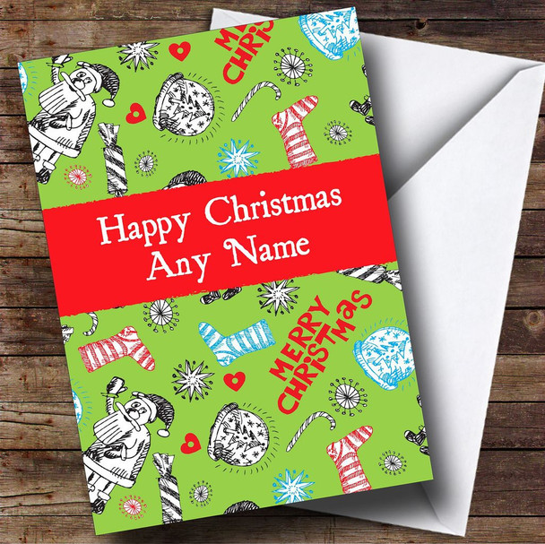 Funky Green Christmas Card Customised
