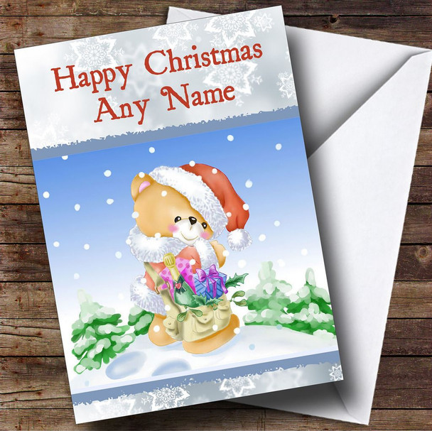 Bear Santa Hat Christmas Card Customised