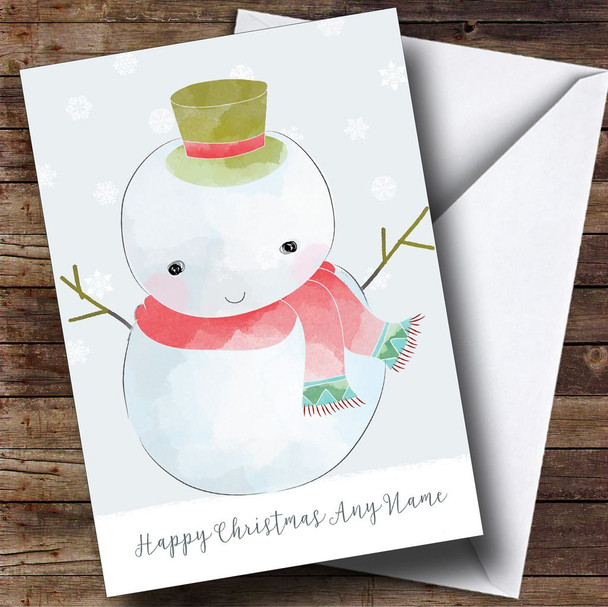 Watercolour Snowman Children's Customised Christmas Card