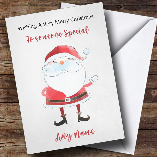 Doodle Watercolour Santa Children's Customised Christmas Card