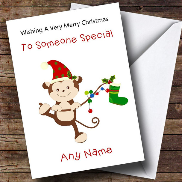 Cartoon Monkey Children's Customised Christmas Card