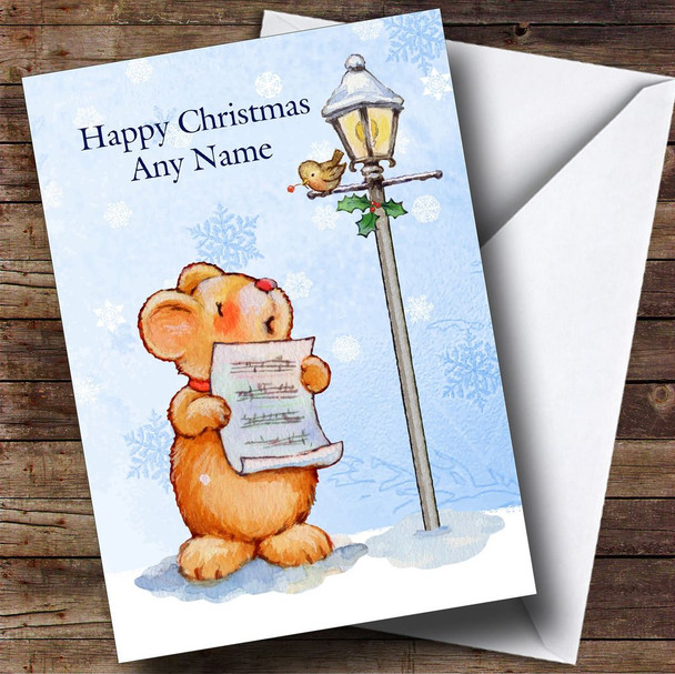 Carol Singing Mouse Children's Customised Christmas Card