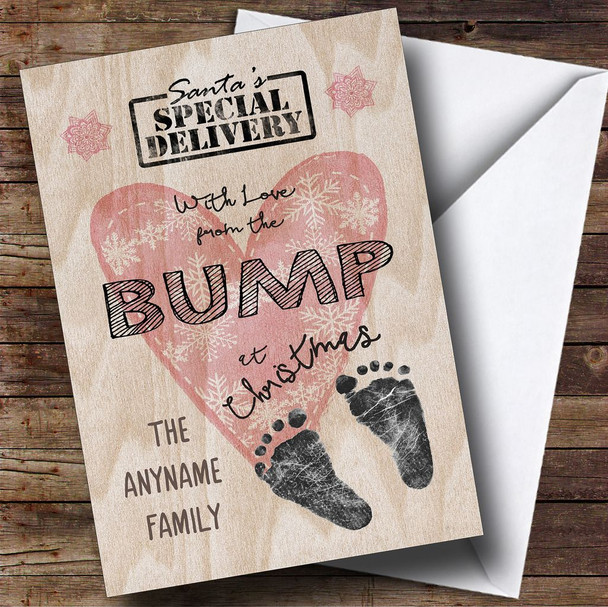 With Love From The Bump Pregnant Customised Christmas Card