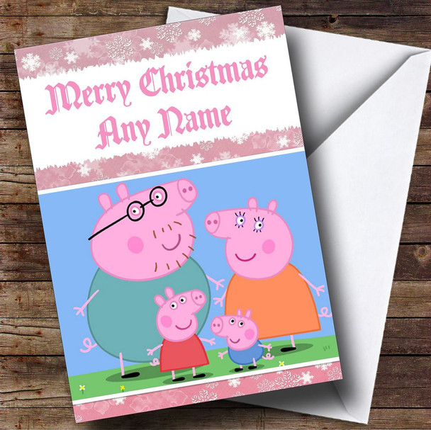 Peppa Pig Pink Customised Christmas Card