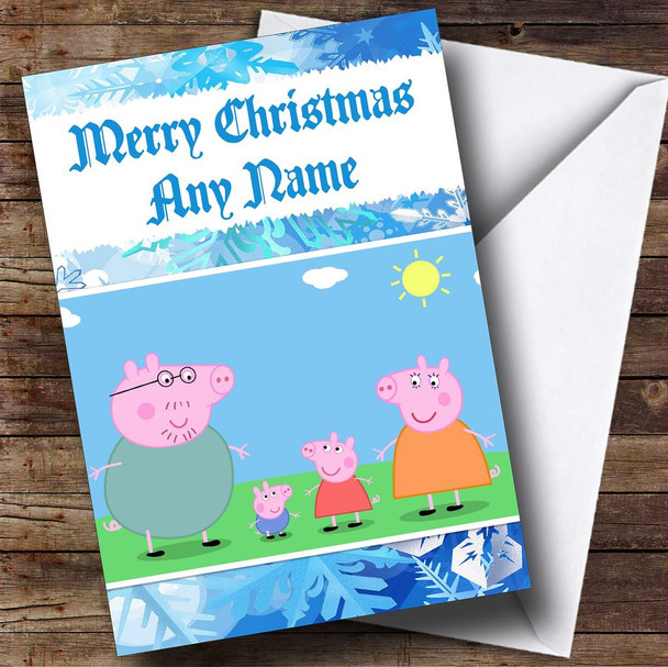 Peppa Pig Light Blue Customised Christmas Card