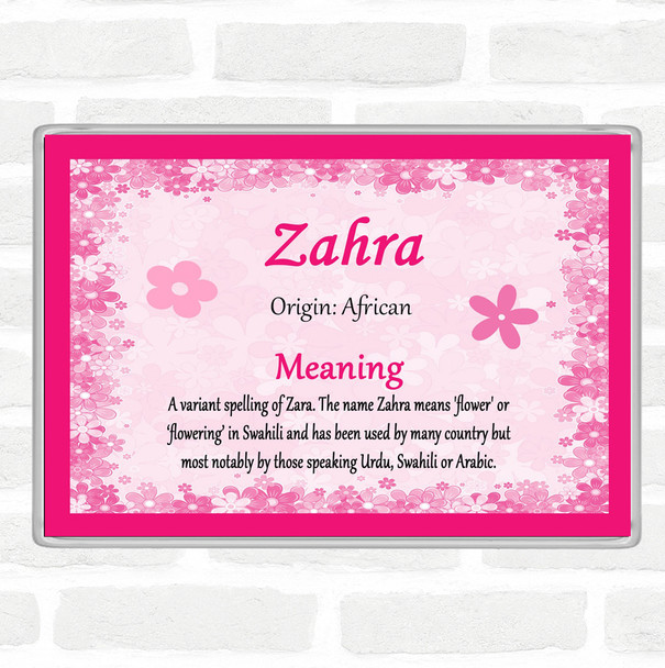 Zahra Name Meaning Magnet Pink Zahra Name Meaning Magnet Pink