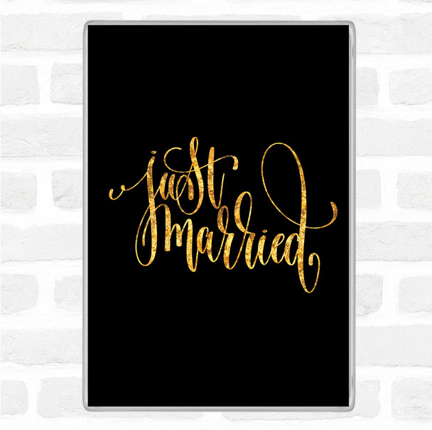 Black Gold Just Married Swirl Quote Magnet Black Gold Just Married Swirl Quote Magnet