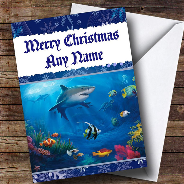 Shark Under The Sea Fish Customised Christmas Card