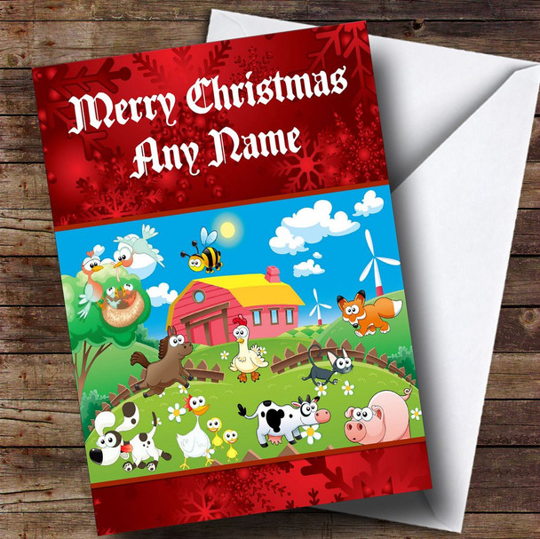 Farm Animals Children's Customised Christmas Card