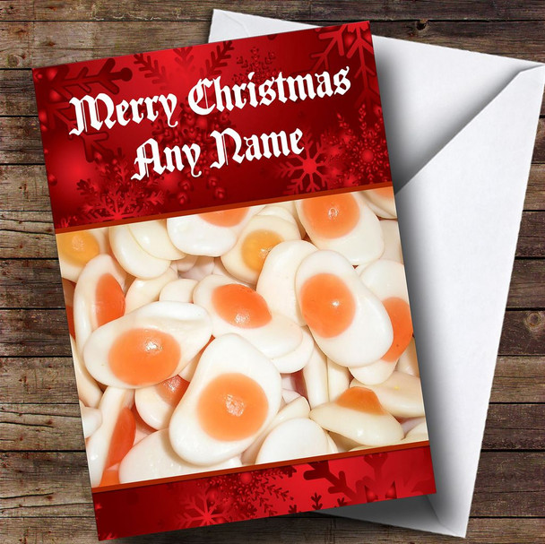 Fried Egg Sweets Children's Customised Christmas Card