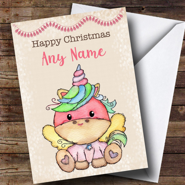 Cute & Sweet Unicorn Customised Children's Christmas Card