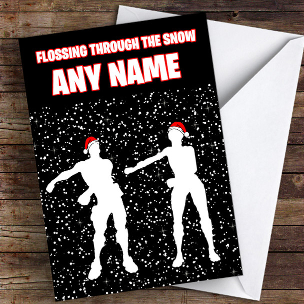 Fortnite Flossing Through The Snow Customised Children's Christmas Card