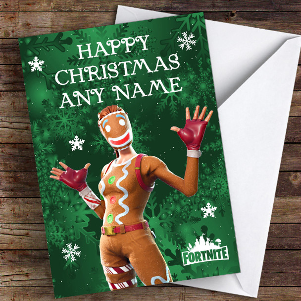 Fortnite Ginger Gunner Green Customised Children's Christmas Card