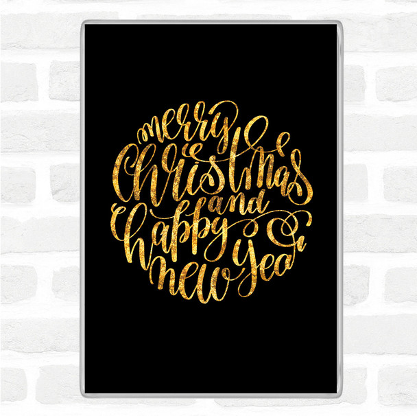 Black Gold Christmas Merry Xmas Happy New Year Quote Magnet
