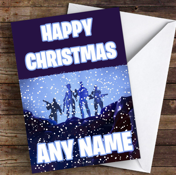 Blue Fortnite Customised Children's Christmas Card