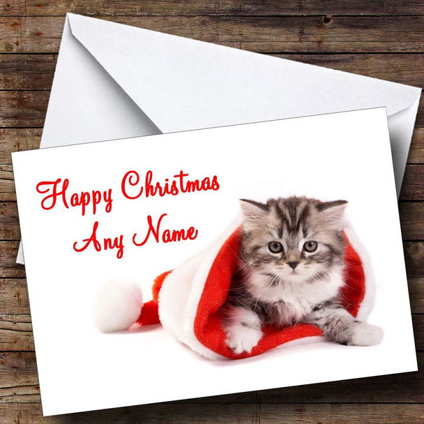 Fluffy Cat Christmas Card Customised