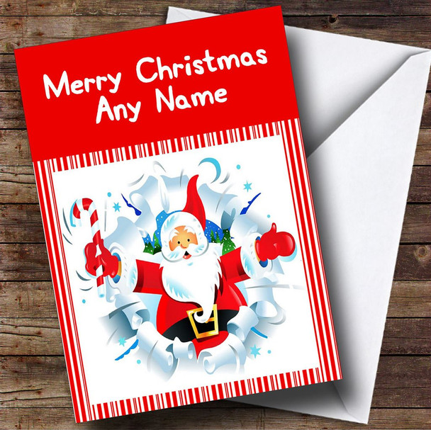 Stripy Santa Christmas Card Customised