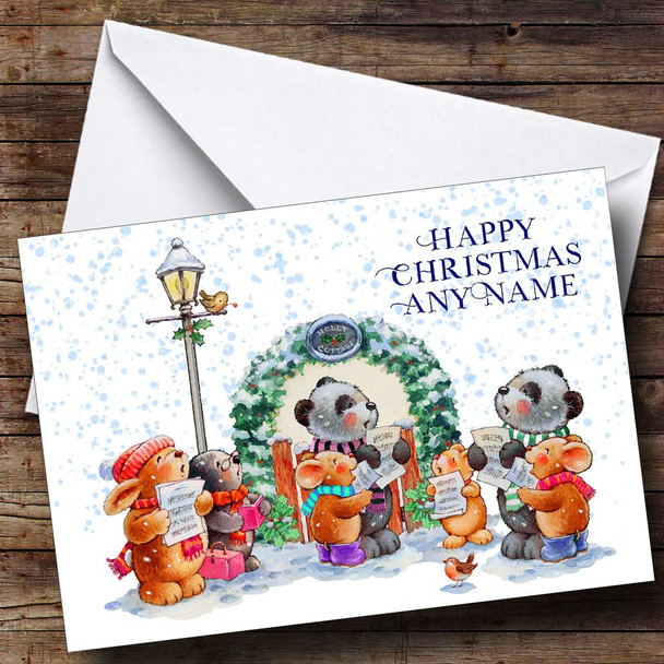 Cute Carol Singers Customised Christmas Card