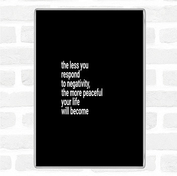 Black White Respond Less To Negativity Quote Magnet
